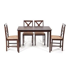 Обеденный комплект Хадсон (стол + 4 стула) id 13691 cappuccino (темный орех) арт.13691 в Краснодаре